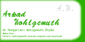 arpad wohlgemuth business card