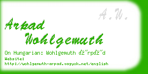 arpad wohlgemuth business card